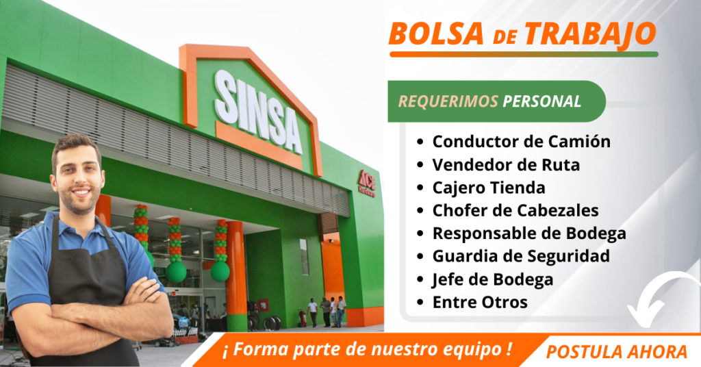 BOLSA DE TRABAJO EN NICARAGUA, EMPLEOS EN NICARAGUA, SUPERMERCADOS SINSA, TRABAJA EN SISSA