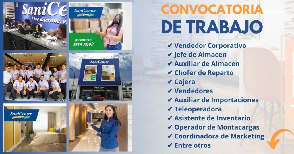 SANI CENTER TRABAJA CON NOSOTROS, SANICENTER TRABAJO