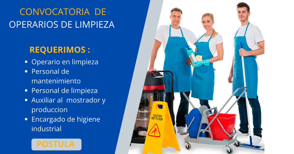 Convocatoria Laboral Para Operarios de Limpieza - Portal de Trabajos