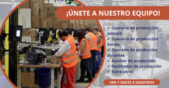CONVOCATORIA LABORAL DE OPERARIOS DE PRODUCCIÓN
